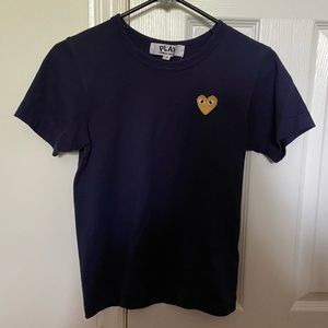 PLAY Gold heart shirt- navy